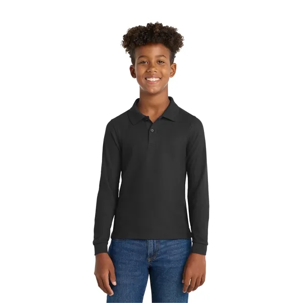 Port Authority Youth Long Sleeve Silk Touch Polo.
