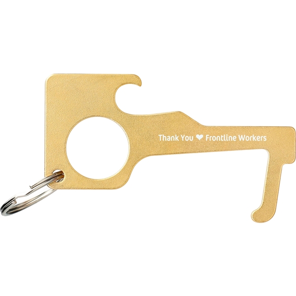 No Contact Keychain Bottle Opener - Brass