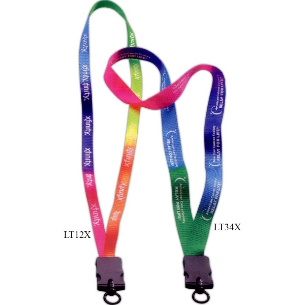 3/4" Tie Dye Lanyard w/ Snap-Buckle Release & O-Ring