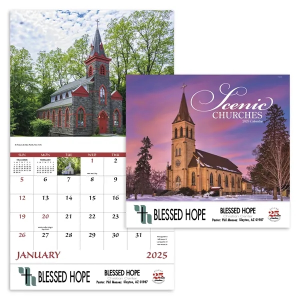 Good Value™ Scenic Churches - Stapled Calendar