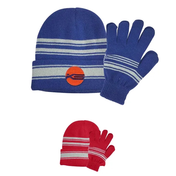 Cuff Beanie and Gloves Set