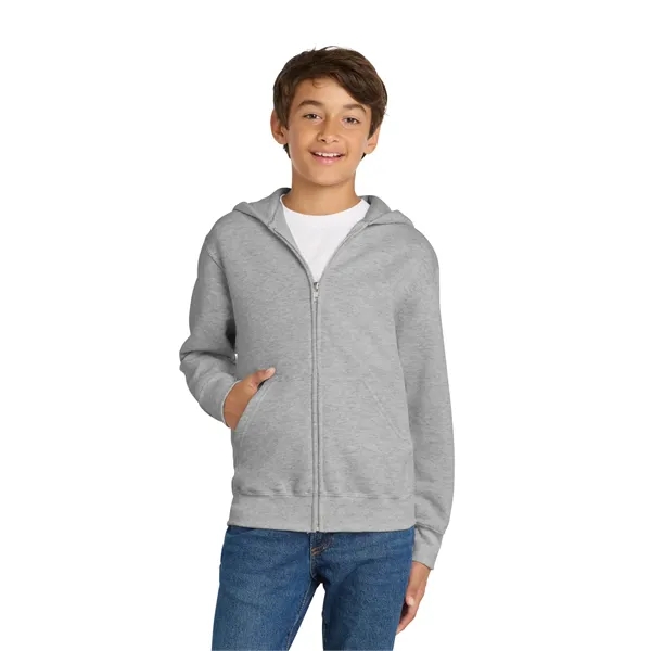 Port & Co Youth Core Fleece Full-Zip Hooded Sweatshirt.
