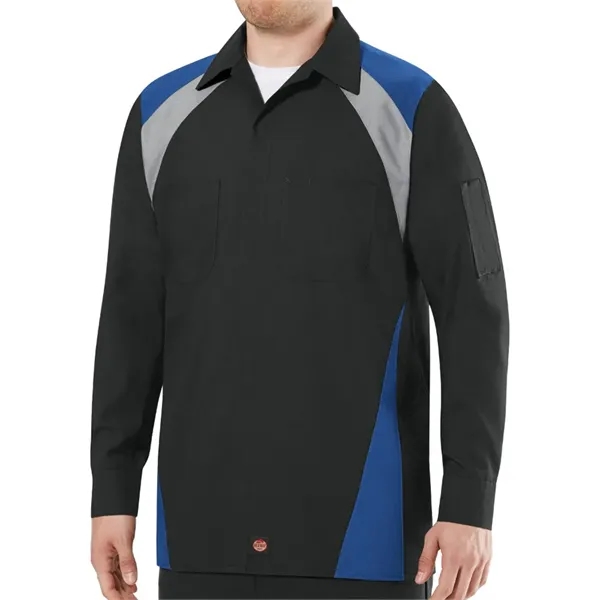 Red Kap Men's Tall Long Sleeve Tri-Color Shop Shirt