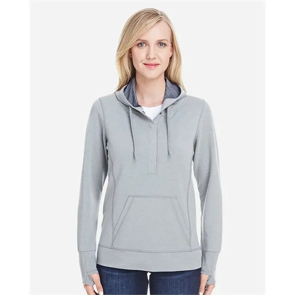 J. America Women's Omega Stretch Snap-Placket Hooded Swea...