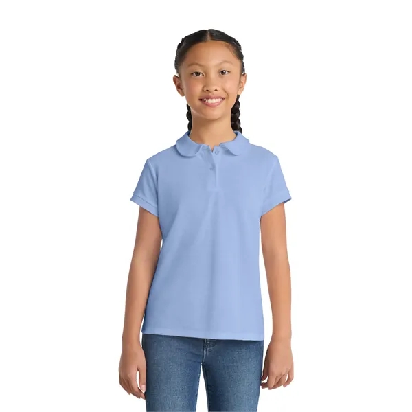 Port Authority Girls Silk Touch Peter Pan Collar Polo.